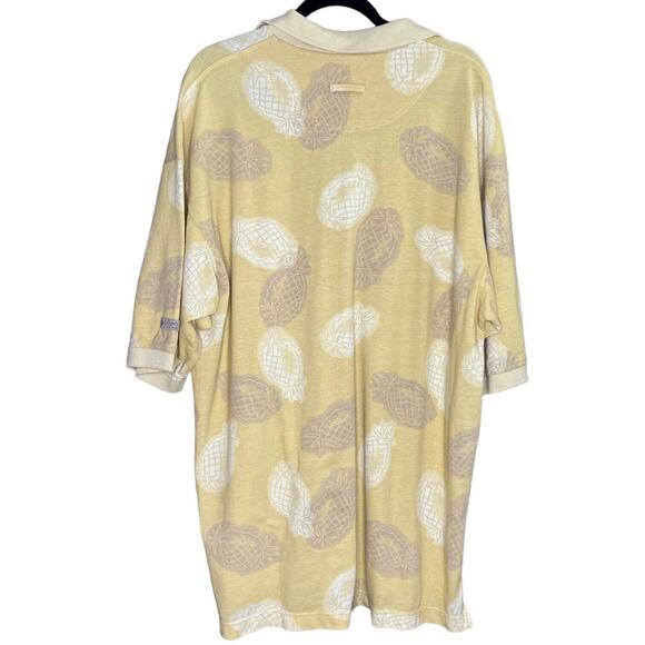NWT Columbia Mens Yellow Pineapple Luau Print Collared Polo Shirt Vacation SZ XL - Picture 3 of 7